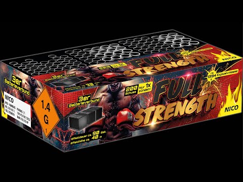 Full Strength 200 Schuss Verbundfeuerwerk Effektvideo